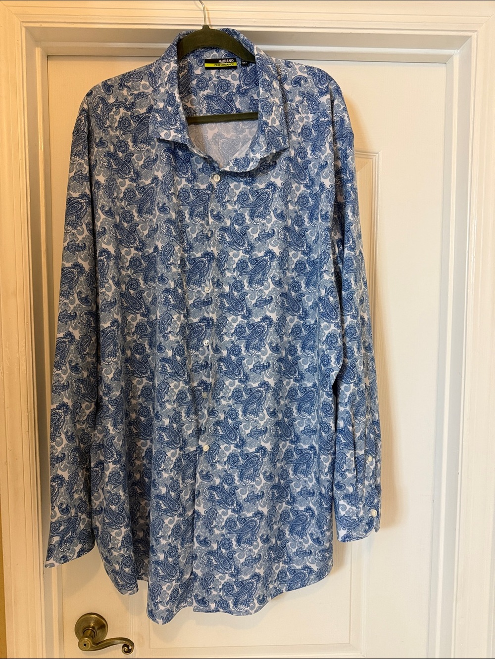 Murano Performance Blue and White Paisley Shirt